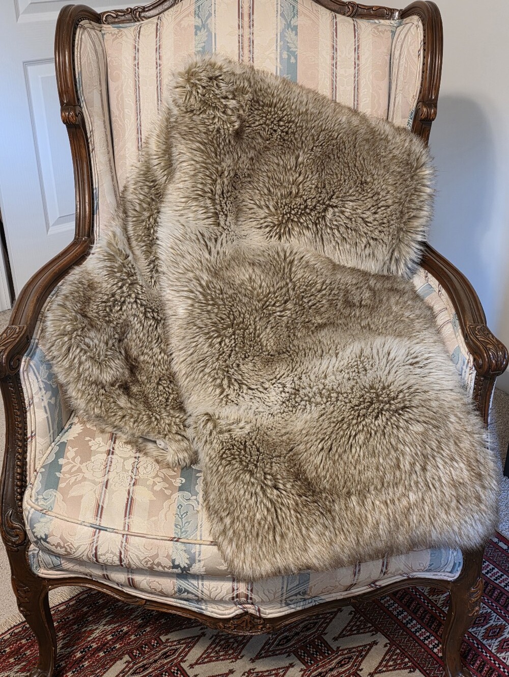 RH Restoration Hardware Faux Fur Throw Blanket Brown Tan